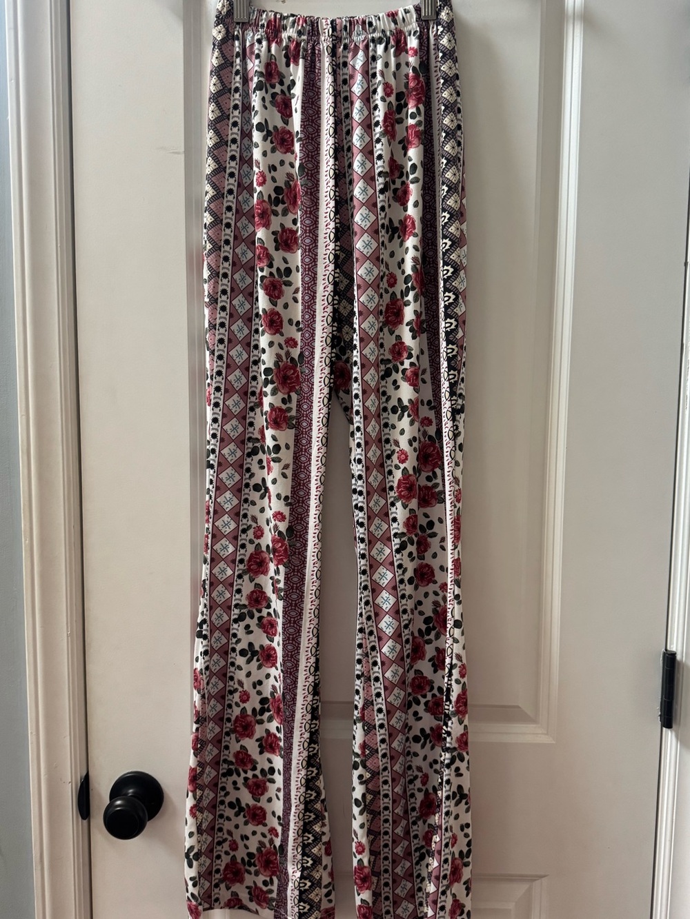 Boho Patchwork Floral Flare Cottagecore Palazzo Pants